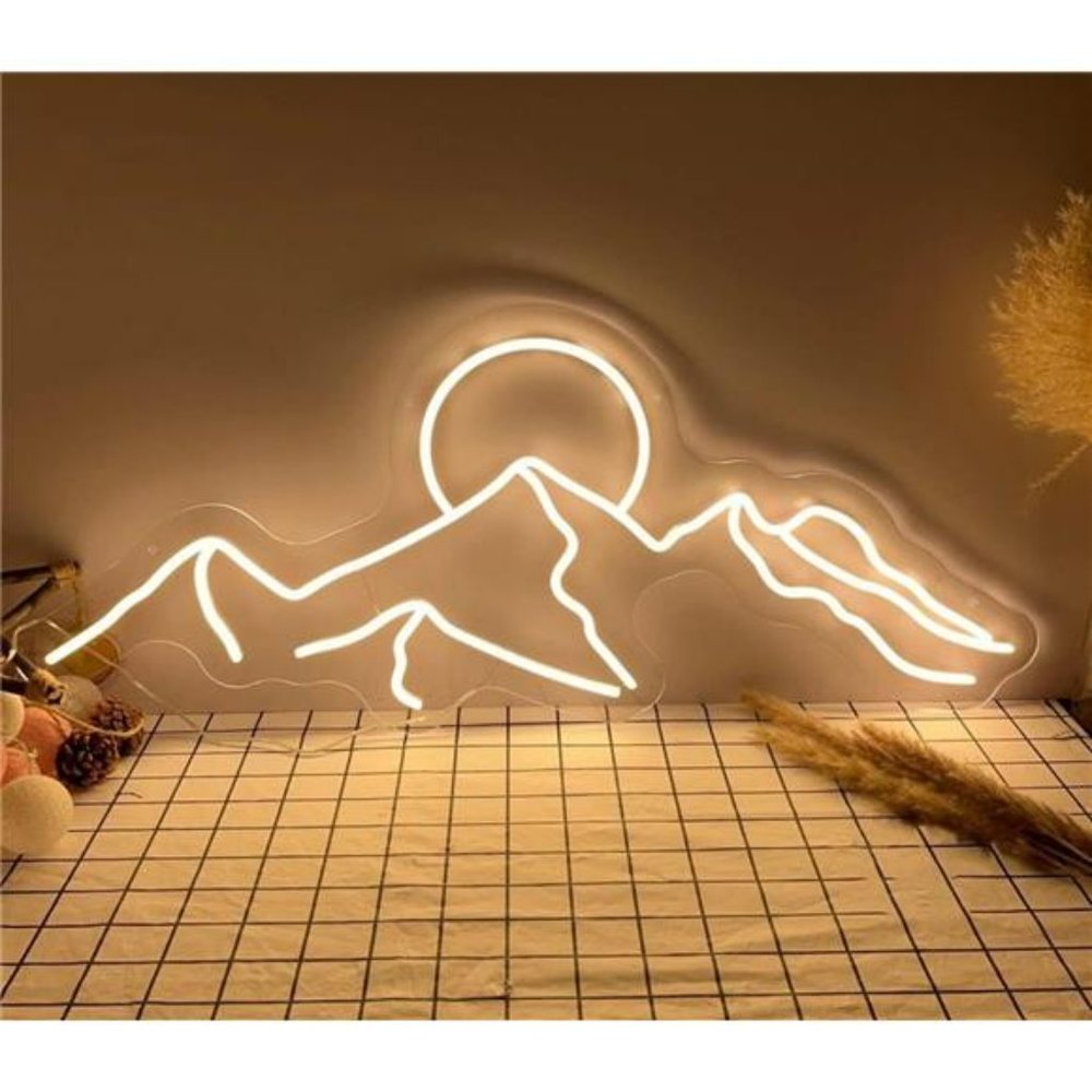 Mountains with Sunrise Bright Vivid Wall Sign USB Powered 16.5''x11.8''
